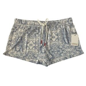NWT PJ SALVAGE Medium Super Soft Blue white lounge comfort pajama shorts #PQ9